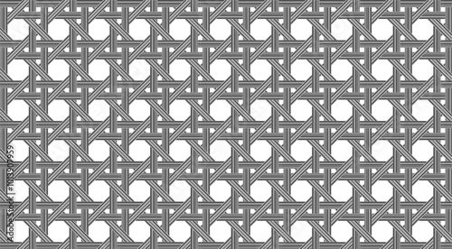 weave woven bamboo panel with polygonal pattern, seamless pattern texture. vector illustration isolated on white background.