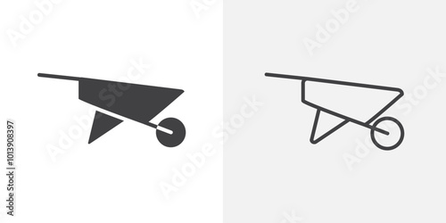 Wheel barrow icon flat and simple set design