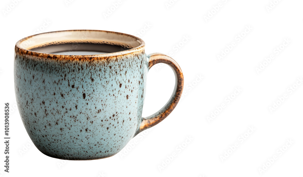Rustic blue coffee cup with dark liquid Rustic blue coffee cup with dark liquid
