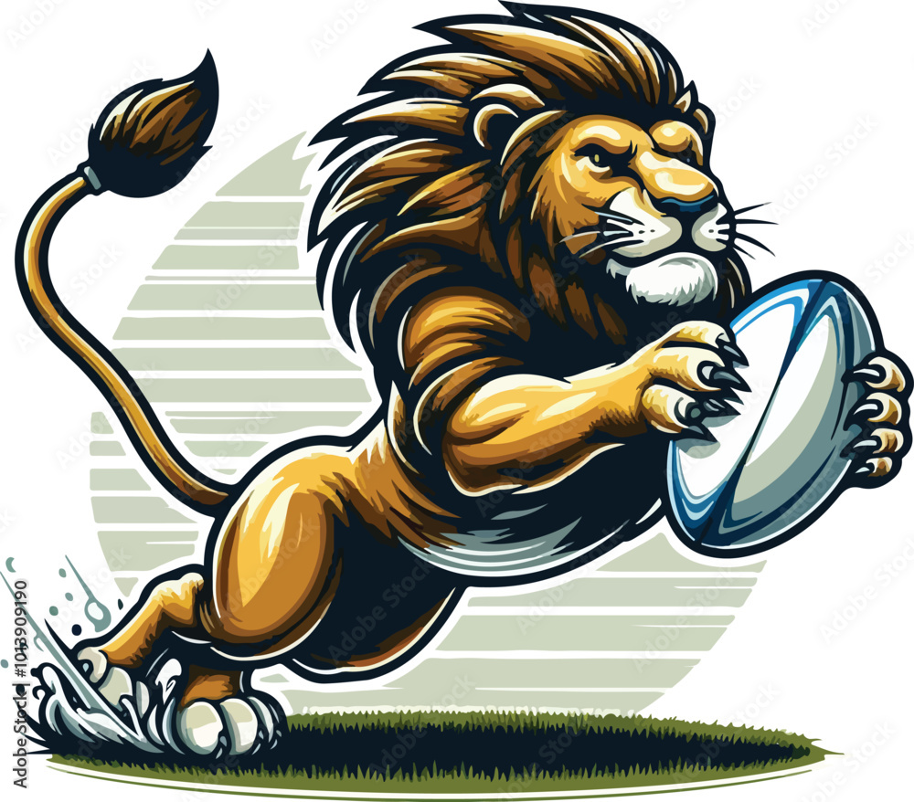 lion playing rugby lion playing rugby