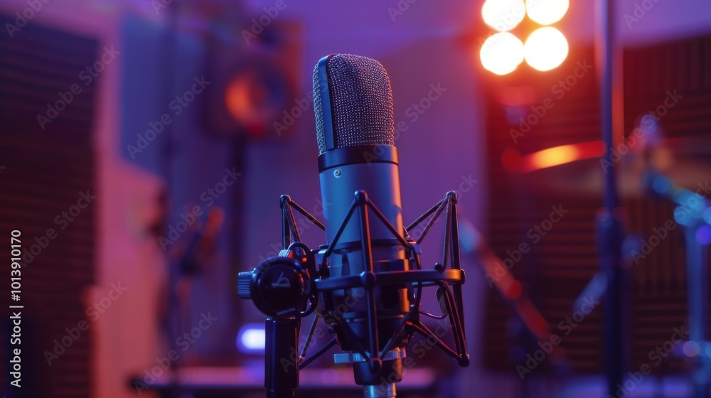 Sudio microphone close up illustratioin generated by ai Sudio microphone close up illustratioin generated by ai