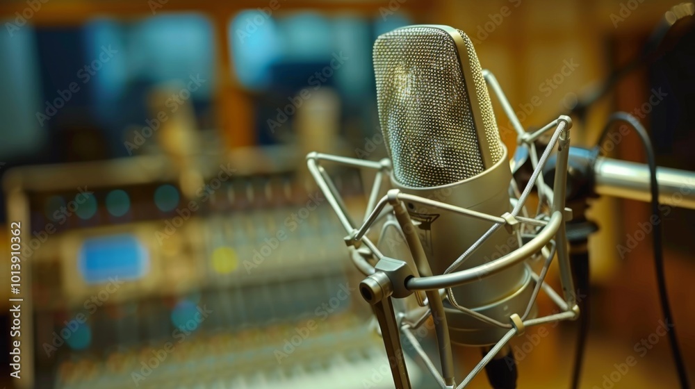 Sudio microphone close up illustratioin generated by ai Sudio microphone close up illustratioin generated by ai
