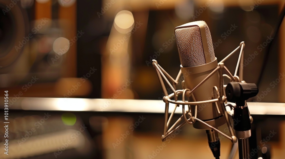 Sudio microphone close up illustratioin generated by ai