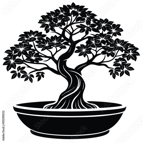 a bonsai banyan tree on a flat tub (18).eps