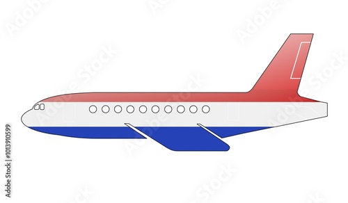 The Netherlands flag painted on the silhouette of a aircraft. glossy illustration