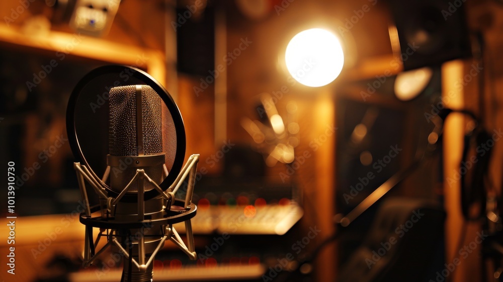 Sudio microphone close up illustratioin generated by ai Sudio microphone close up illustratioin generated by ai