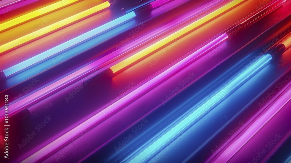 Close-up of neon lights in pink, blue, and orange lines, creating a vibrant and futuristic glowing atmosphere, AI generated Close-up of neon lights in pink, blue, and orange lines, creating a vibrant and futuristic glowing atmosphere, AI generated