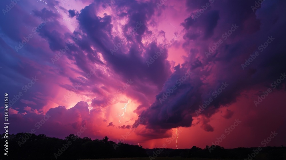 Fototapeta premium Storm sky clouds landscape illustration generated by ai