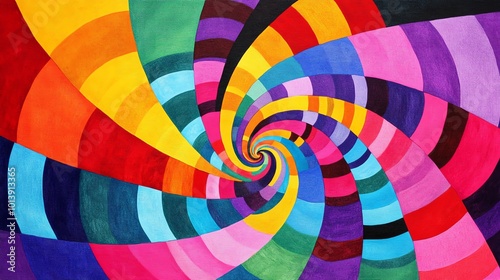 Colorful abstract spiral pattern on a white isolate background.