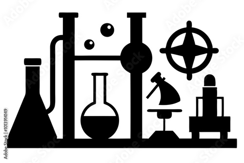 Science Equipment | vector silhouette illustration on white background