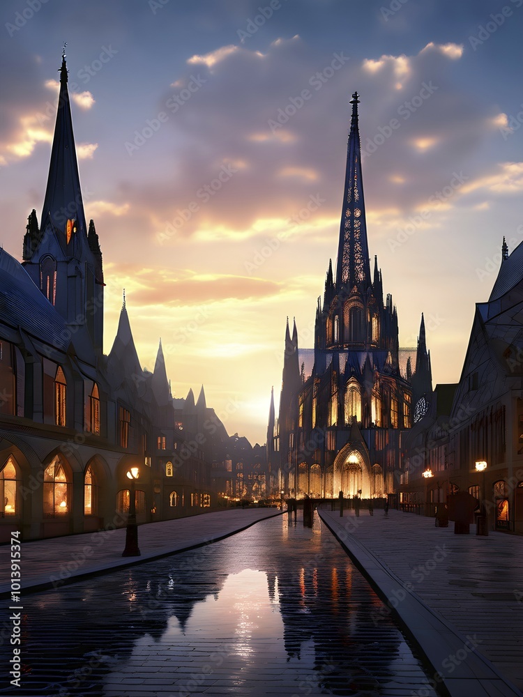 Fototapeta premium AI generated visual journey through a morphing cityscape