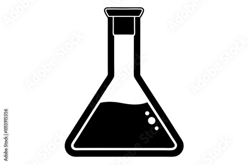 Chemistry Flask | vector silhouette illustration on white background