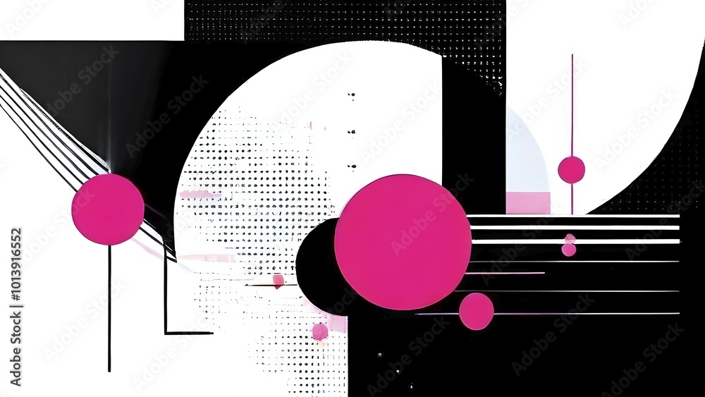 Obraz premium Minimalist illustration abstract geometric shapes with pink color accent suggesting fun and ease, AI generated