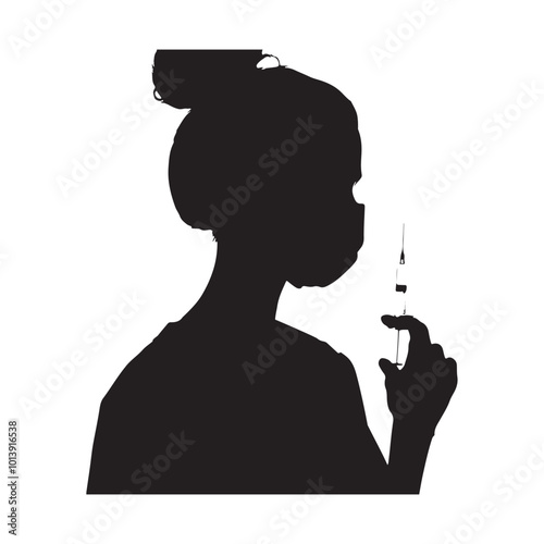 Anesthesiologist silhouette on white background
