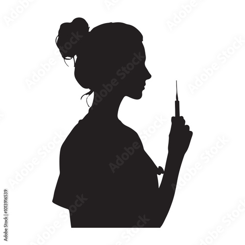 Anesthesiologist silhouette on white background
