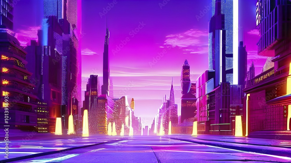 Obraz premium AI generated visual journey through a morphing cityscape