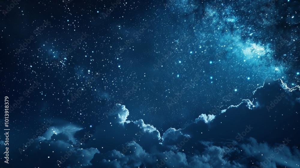 Night sky with stars and clouds. Ilustration generated by ai