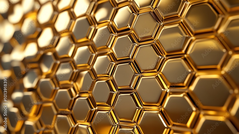 Golden hexagonal pattern, intriguing abstract design, white isolate background Golden hexagonal pattern, intriguing abstract design, white isolate background