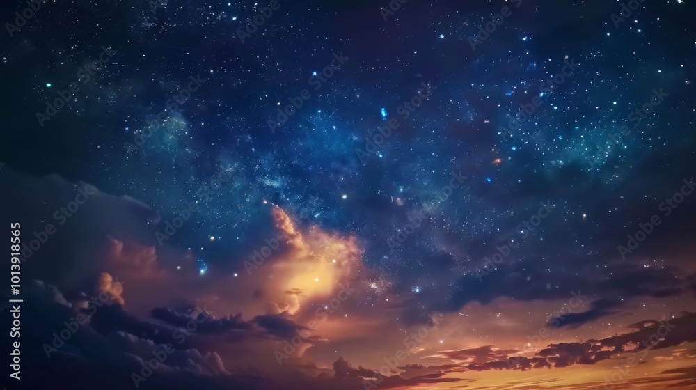 Night sky with stars and clouds. Ilustration generated by ai Night sky with stars and clouds. Ilustration generated by ai