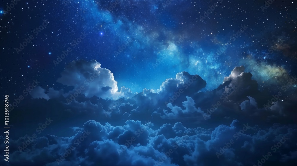 Night sky with stars and clouds. Ilustration generated by ai Night sky with stars and clouds. Ilustration generated by ai