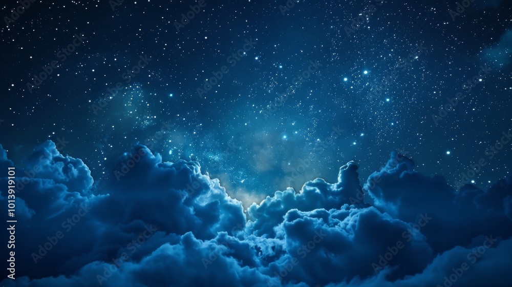 Night sky with stars and clouds. Ilustration generated by ai Night sky with stars and clouds. Ilustration generated by ai