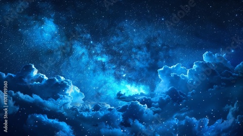 Night sky with stars and clouds. Ilustration generated by ai photo