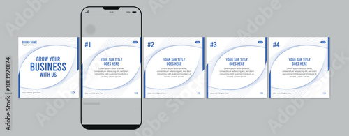 Set of Linkedin Carousel Post, editable social media Instagram carousel post, modern and creative business carousel post template, eps 10.