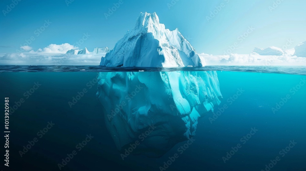 Iceberg front view iillustration generated by ai Iceberg front view iillustration generated by ai