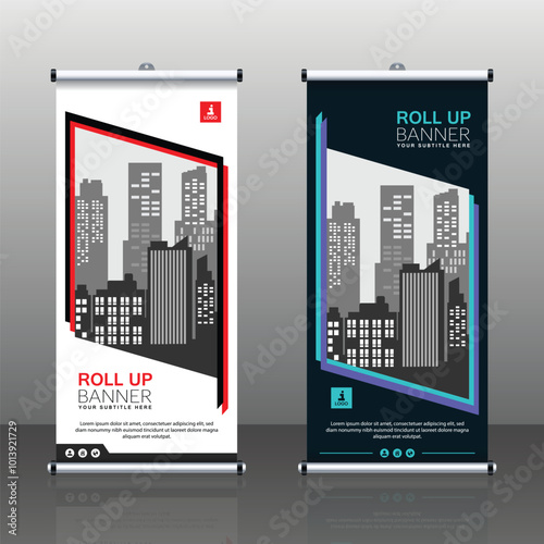 Roll up brochure flyer banner design template vector format, abstract background, modern x-banner, rectangle size.