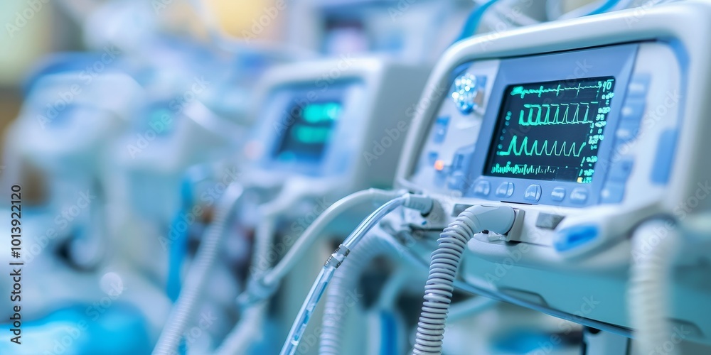Monitoring Equipment: Depict advanced monitoring equipment in a patient room, showcasing how technology aids in patient care and safety. Monitoring Equipment: Depict advanced monitoring equipment in a patient room, showcasing how technology aids in patient care and safety.