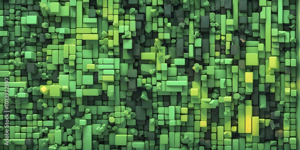 Abstract 3d pixel art technology themed pattern featuring random mosaic in vibrant hues, AI generated