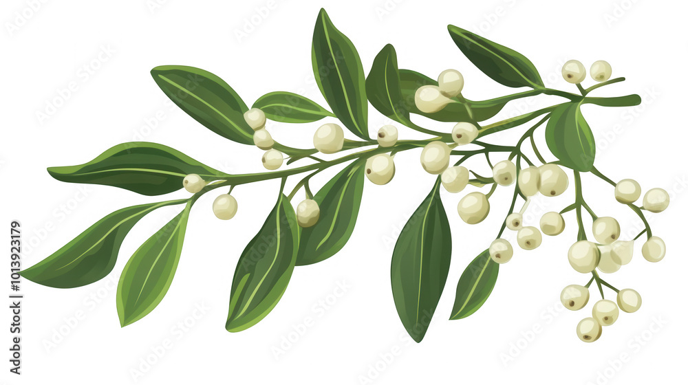 Christmas Mistletoe Isolated on White, PNG File with Transparent Background Christmas Mistletoe Isolated on White, PNG File with Transparent Background