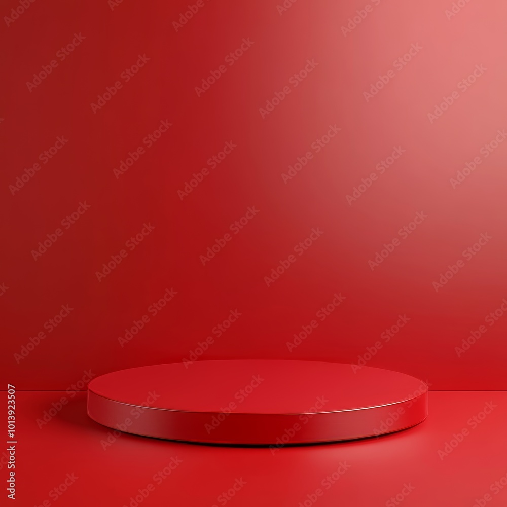 Red podium on a red background. 3d rendering, 3d illustration. Red podium on a red background. 3d rendering, 3d illustration.