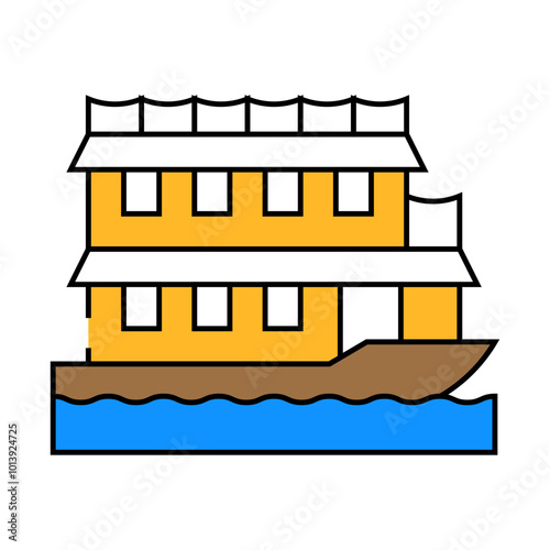 floating boat house line icon vector. floating boat house sign. isolated symbol illustration