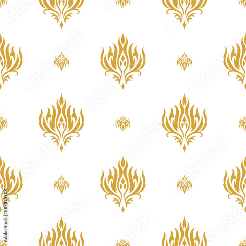 Vector seamless pattern with golden ornament. Background repetition, endless ornate illustration