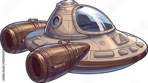 A spaceship is a technologically advanced, sleek, and powerful vehicle designed for interstellar travel. Its metallic hull gleams under distant starlight, reinforced with durable alloys to withstand t