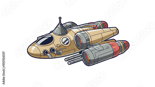 A spaceship is a technologically advanced, sleek, and powerful vehicle designed for interstellar travel. Its metallic hull gleams under distant starlight, reinforced with durable alloys to withstand t