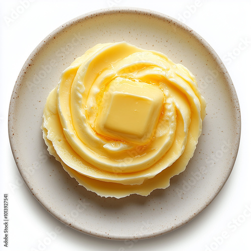 butter, essen, teller, mahl, weiß, frühstück, dessert, cheese, süss, butte, essgeschirr, brotzeit, schüssel, frisch, isoliert, köstlich, abendessen, kartoffel, banane, gesund, gelb, creme, close up, o