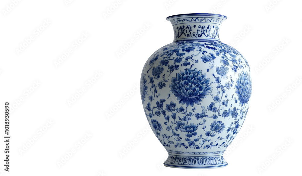Elegant blue and white floral porcelain vase Elegant blue and white floral porcelain vase