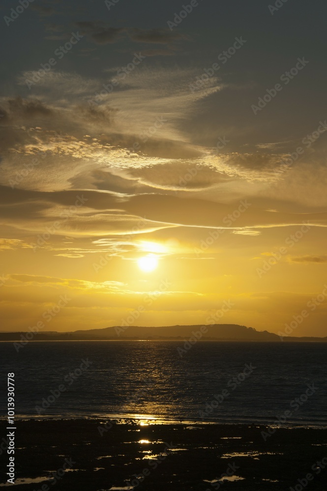 Fototapeta premium Sunset, Portgordon, Moray, Scotland, Great Britain