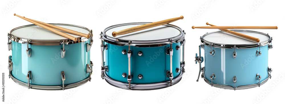 Colorful drums with sticks on transparent background Colorful drums with sticks on transparent background