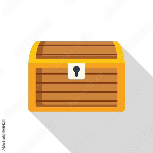 Wooden treasure chest with a golden trim is holding valuable items