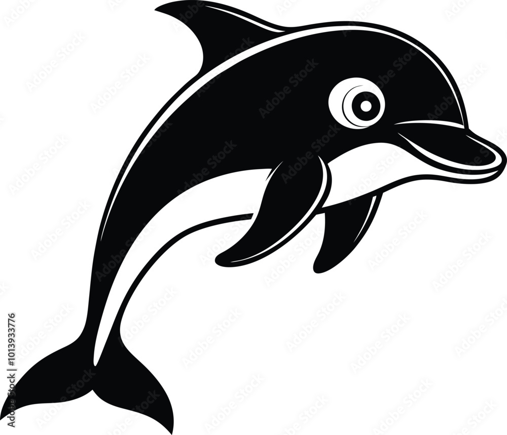 Obraz premium Cartoon Dolphin on Vector Illustrator Template