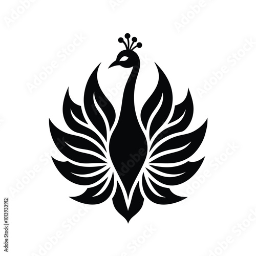 Vector Design of Peacock Logo Monogram Customizable Illustrator Template photo