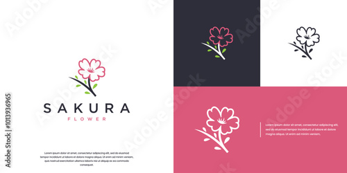 cherry blossoms and branches logo , flower season , beauty , design vector template.