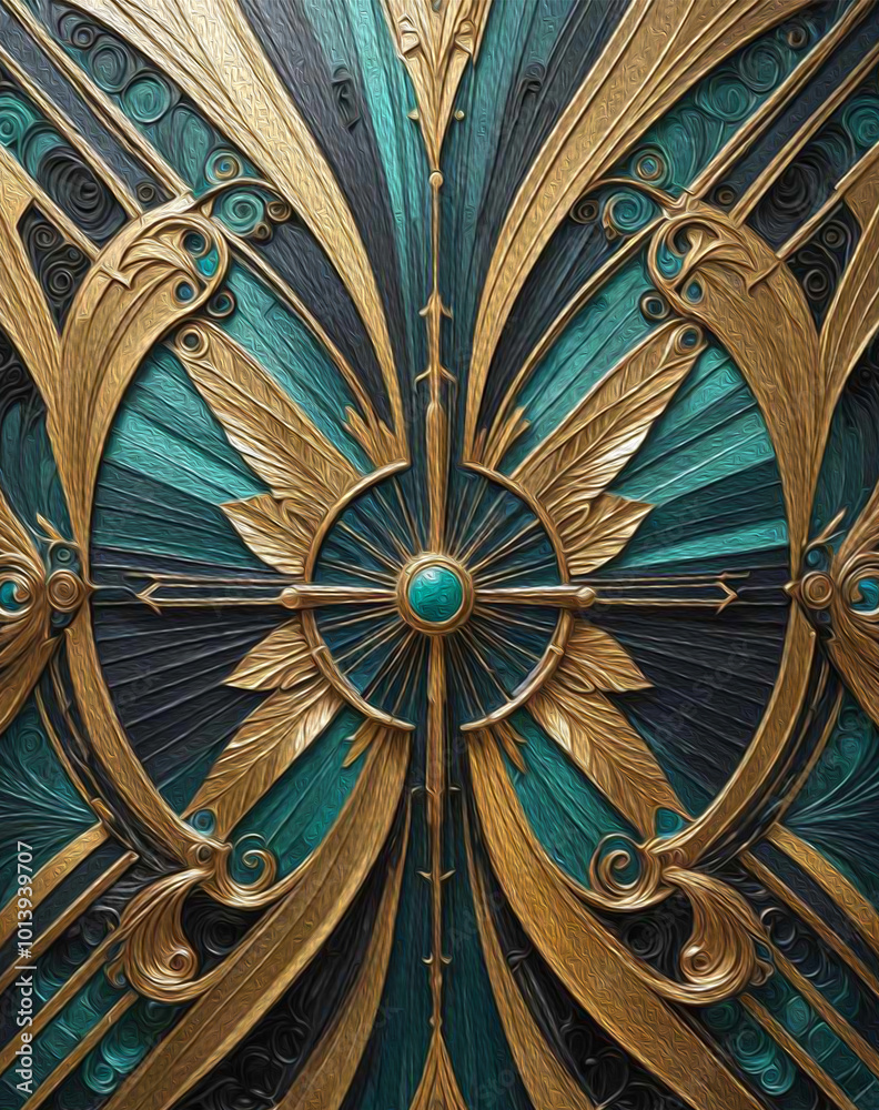 Obraz premium Oil painting . Abstract luxury art deco pattern, golden artistic background