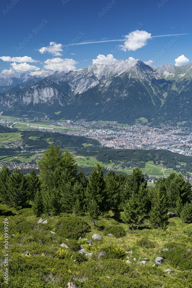 View from Patscherkofel of northern chain of the Alps, Innsbruck, Tyrol, Austria, Europe