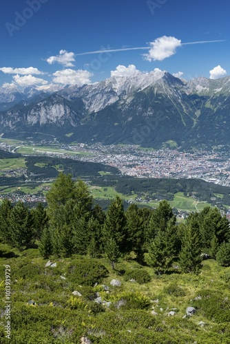 View from Patscherkofel of northern chain of the Alps, Innsbruck, Tyrol, Austria, Europe