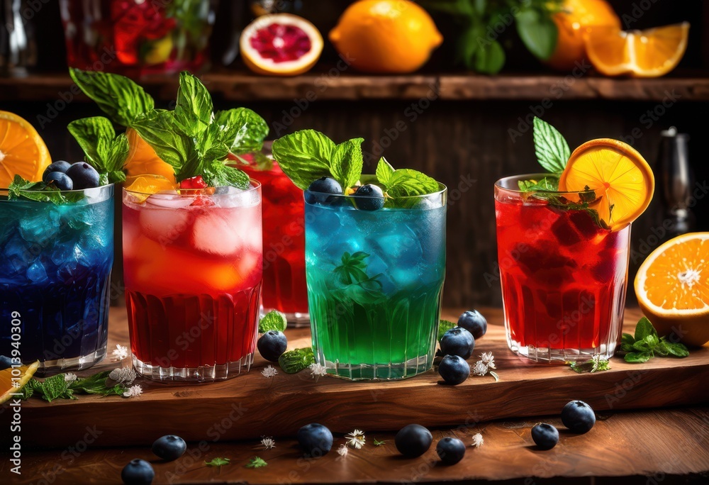 colorful cocktails surrounded fresh garnishes herbs lively kitchen arrangement, artisanal, banana, berry, bubbly, drink, citrus, colada, ingredients colorful cocktails surrounded fresh garnishes herbs lively kitchen arrangement, artisanal, banana, berry, bubbly, drink, citrus, colada, ingredients