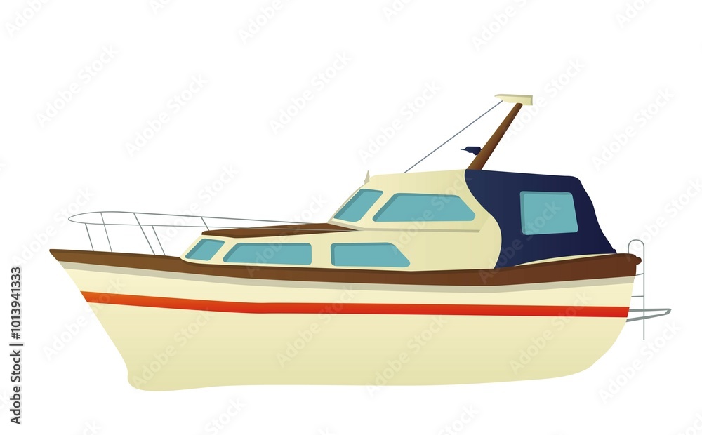 Vector speed boat, yacht over white background Vector speed boat, yacht over white background